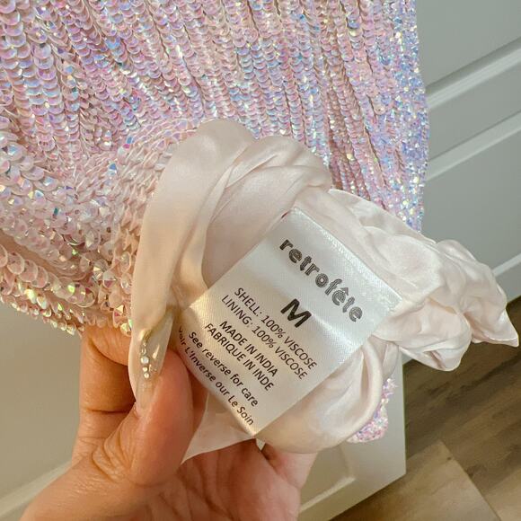 Retrofete Ella One-Shoulder Sequin Ruched Mini Dress M - Picture 6 of 6